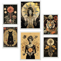 POSTER Set Mit 6 Femininen Mystischen & Esoterischen A3 & A4 Weißer Rahmen - Weiß, Papier (29/3cm) - Nacnic