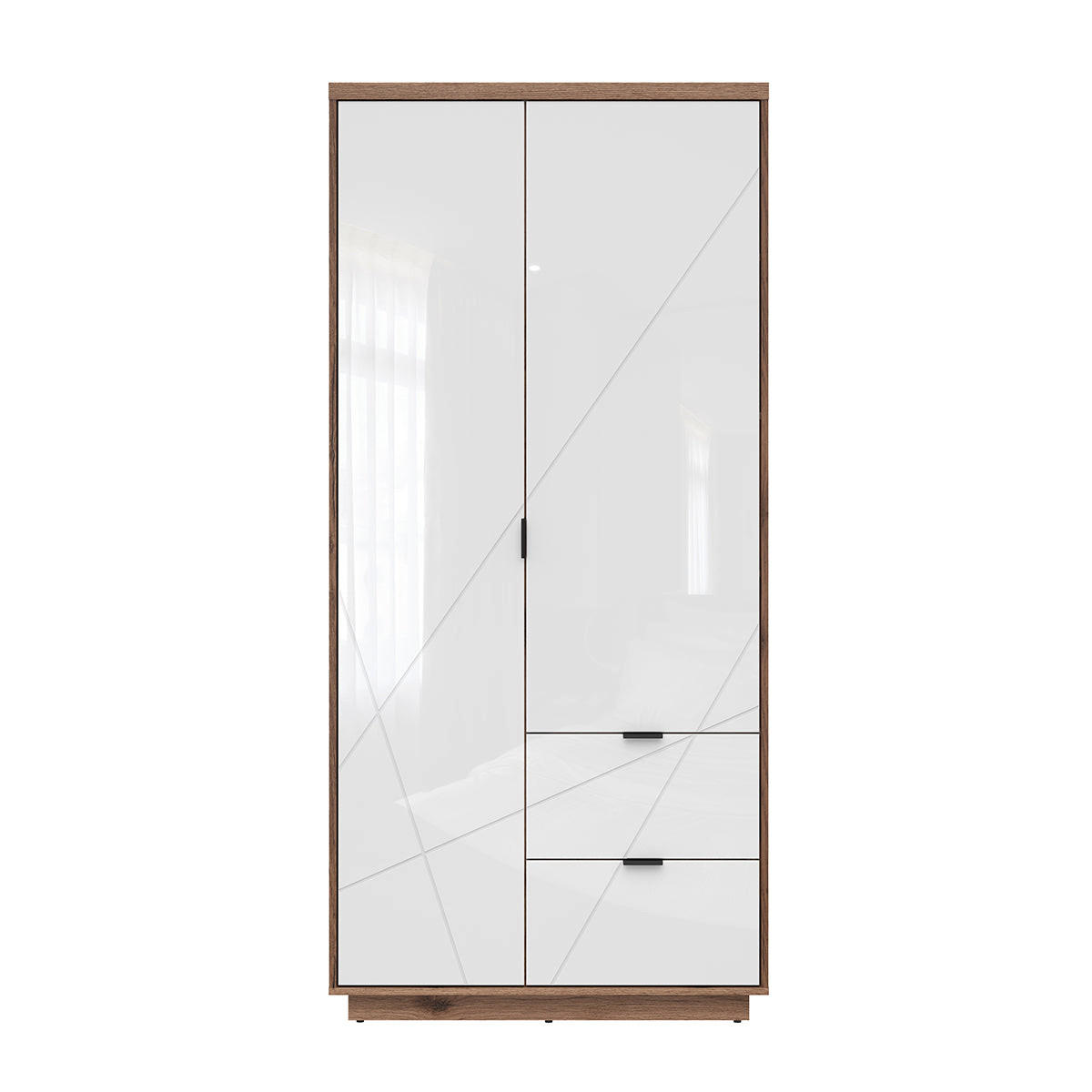 KLEIDERSCHRANK 2 Türen Sven Weiß und Holz - Weiß, Holzwerkstoff (94/201/57cm) - Petits-meubles