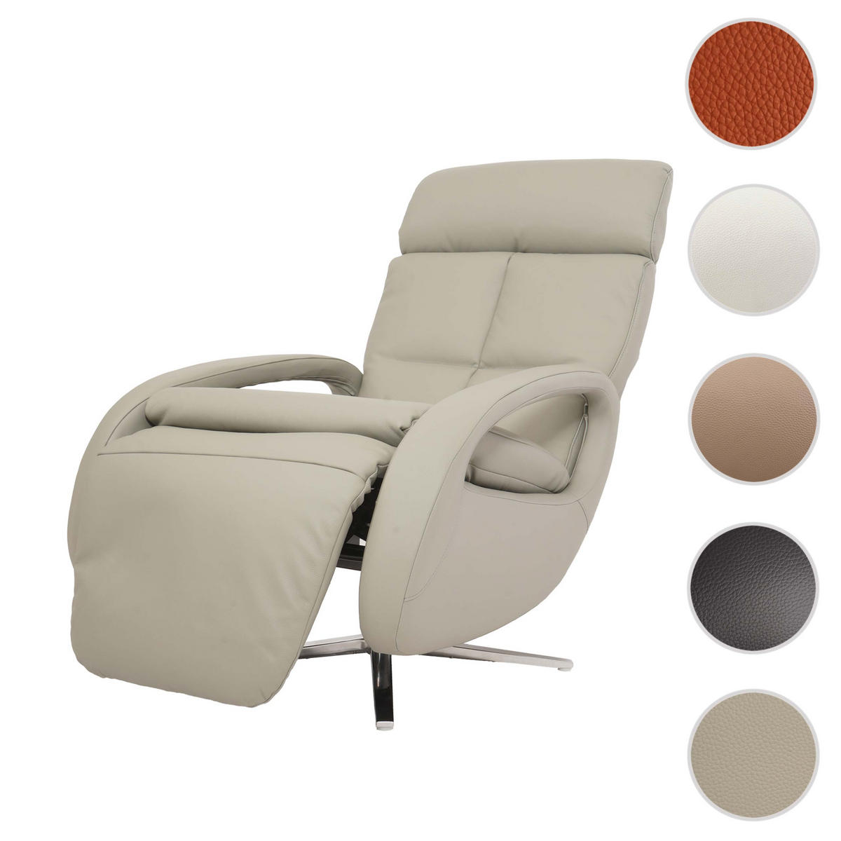 RELAXSESSEL Grau - Grau, Leder (70/109/147cm) - MCW