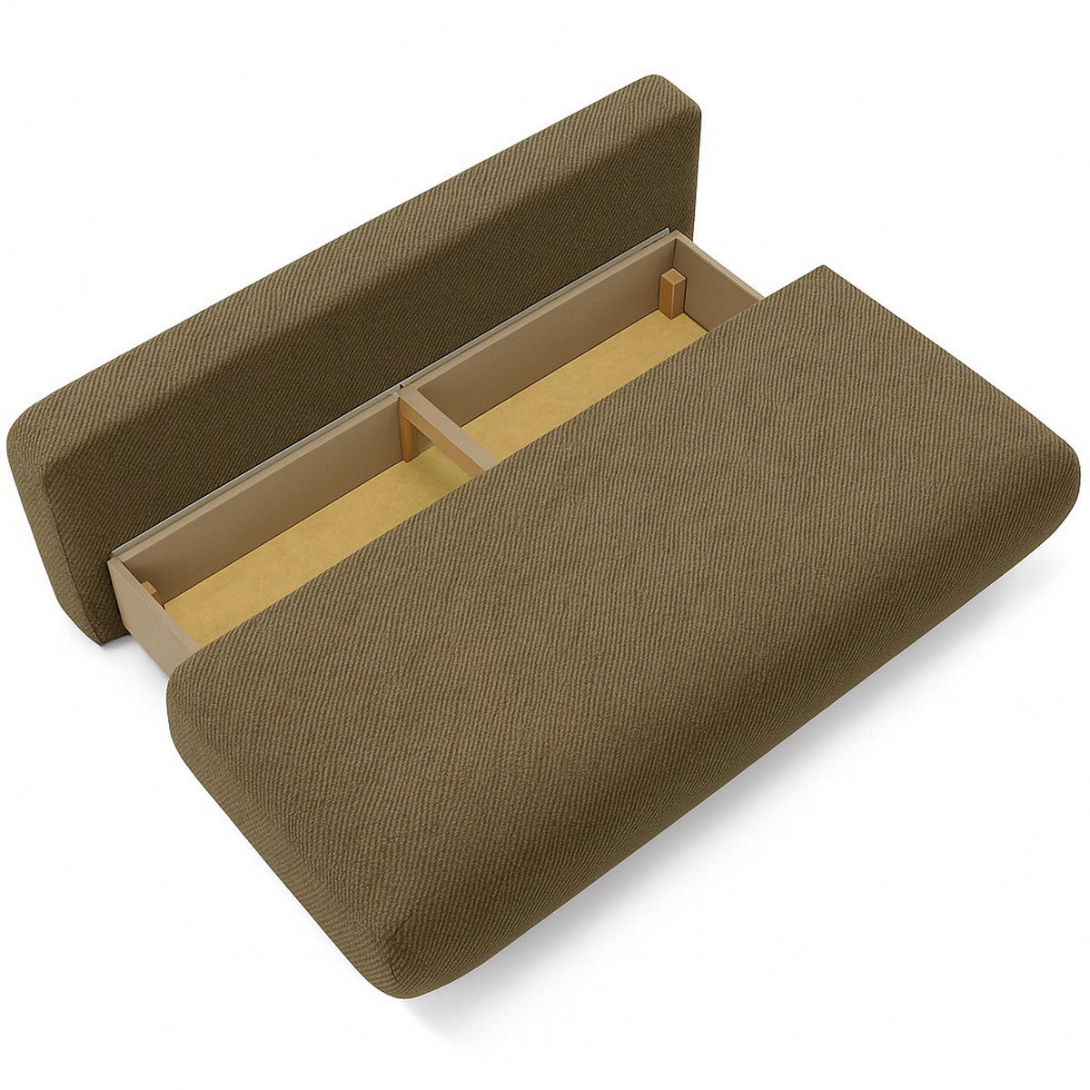 SOFA Oliv OTO Ausziehbar Mit Bonnell-Federkern - Gelb, Textil (206/90/92cm) - Sepro Meble