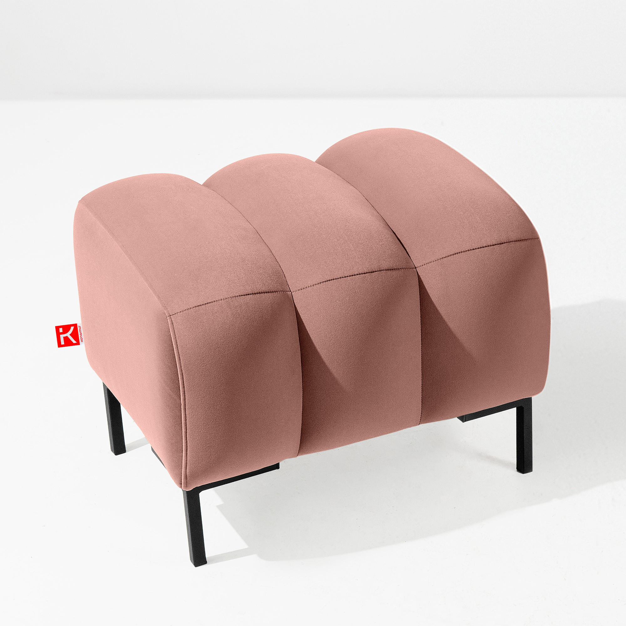 SITZHOCKER Polsterhocker PECCO, Veloursstoff - Beige/Schwarz, Holz/Textil (60/50/50cm) - KONSIMO®