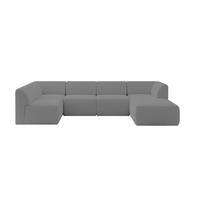 WOHNLANDSCHAFT Ottomane Rechts MOVO-L 345x180x78 cm Grau Bouclé - Schieferfarben/Schwarz, Holzwerkstoff/Kunststoff (345/78/180cm) - ALTDECOR