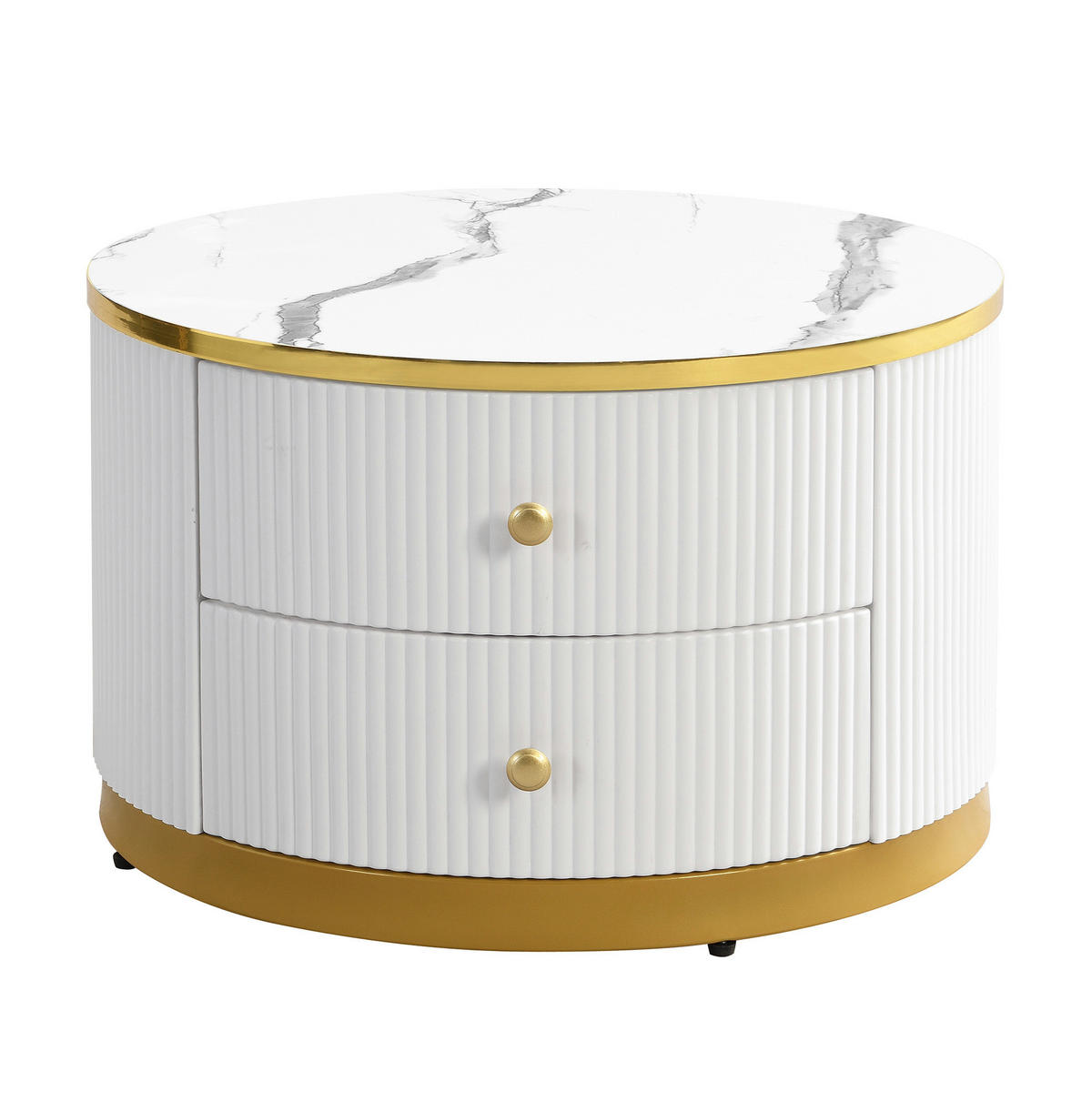 KONFERENČNÝ stolík 60/50 cm biely, MDF s vysokým leskom a úložným priestorom - biela, kompozitné drevo (60/60/45.5cm) - BEAOK