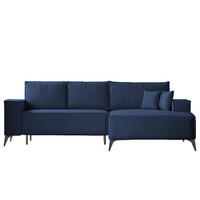 ECKSOFA OTIS Rechts, mit Schlaffunktion und Bettkasten, Marineblau - Dunkelblau, Textil/Metall (294/185cm) - Idohome