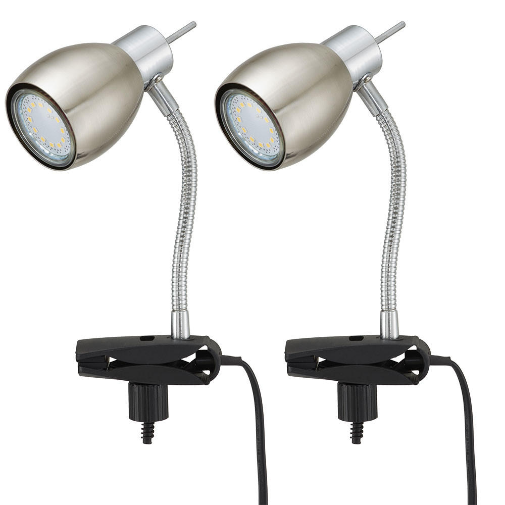 LED KLEMMLEUCHTE Pinch Silber 2er Set - Silberfarben, Kunststoff (12/12/17.5cm)