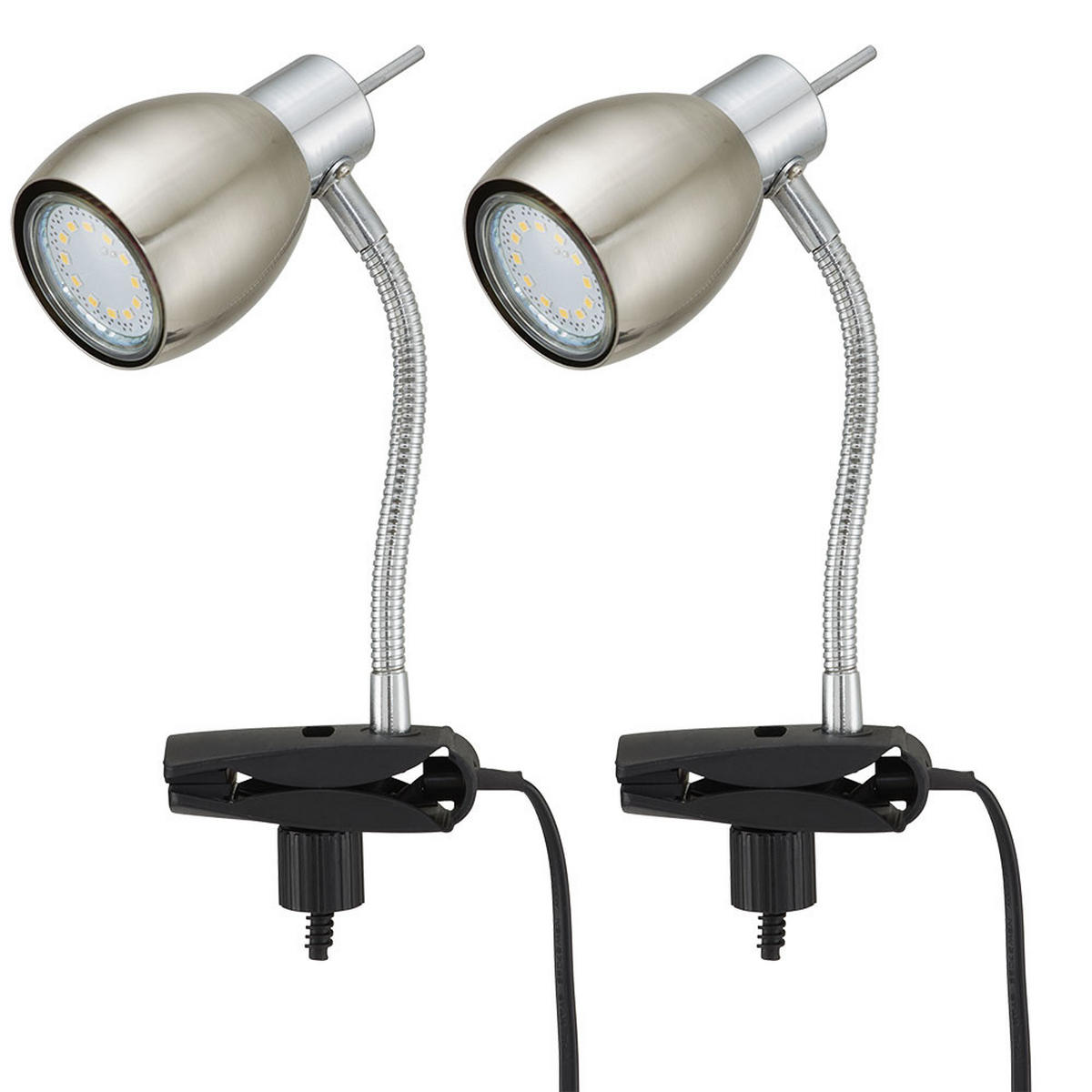 LED KLEMMLEUCHTE Pinch Silber 2er Set - Silberfarben, Kunststoff (12/12/17.5cm)