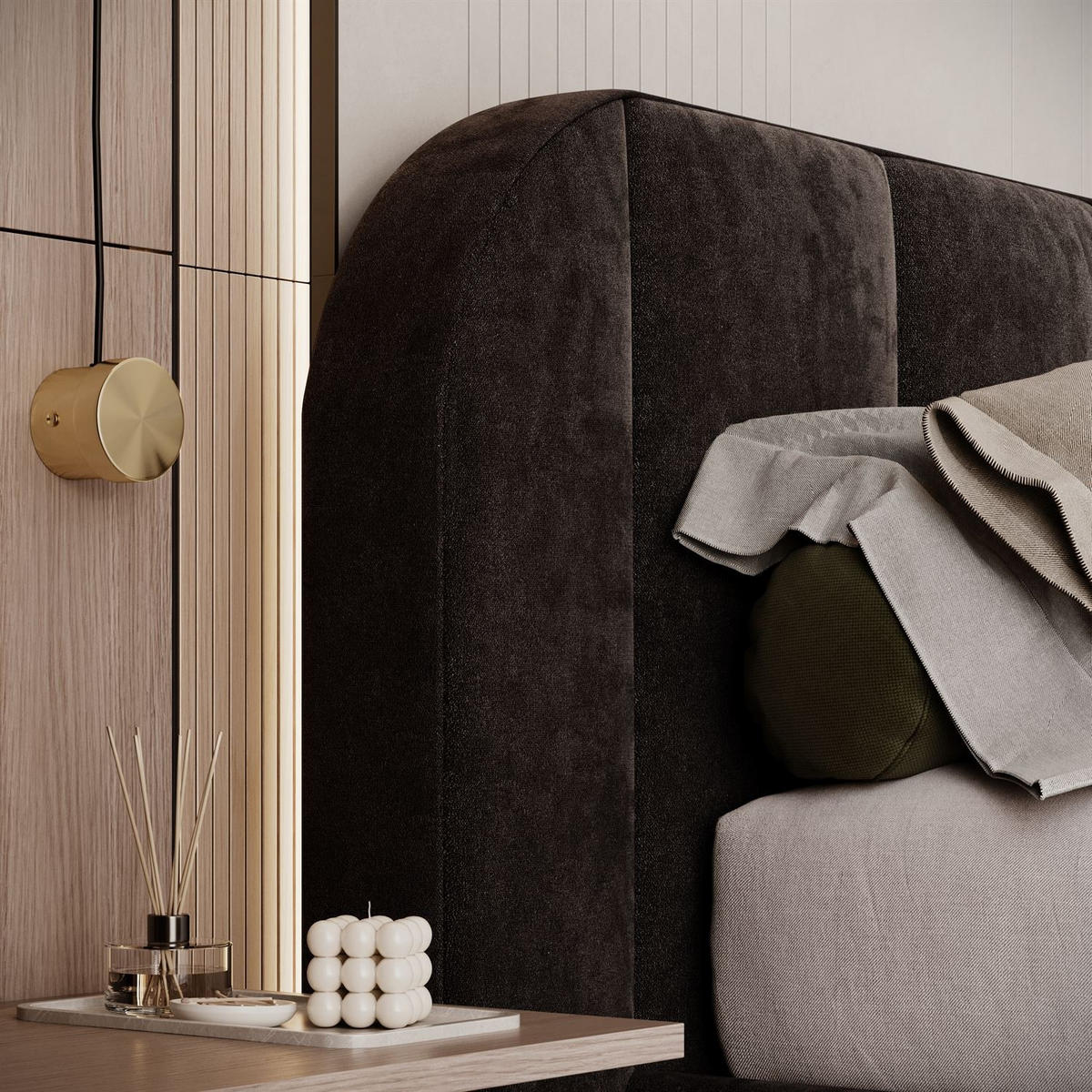 BETT AMARA 140x200 gepolstert mit Stauraum und Lattenrost, Royal Velvet 254 - Schwarz, Textil (140/200cm) - Lookway