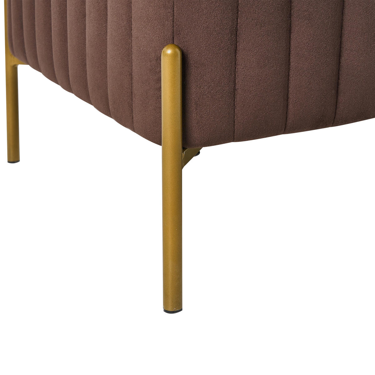 POLSTERBANK Samtstoff Dunkelbraun Utah - Goldfarben/Braun, Textil/Metall (91/43/47cm) - Beliani