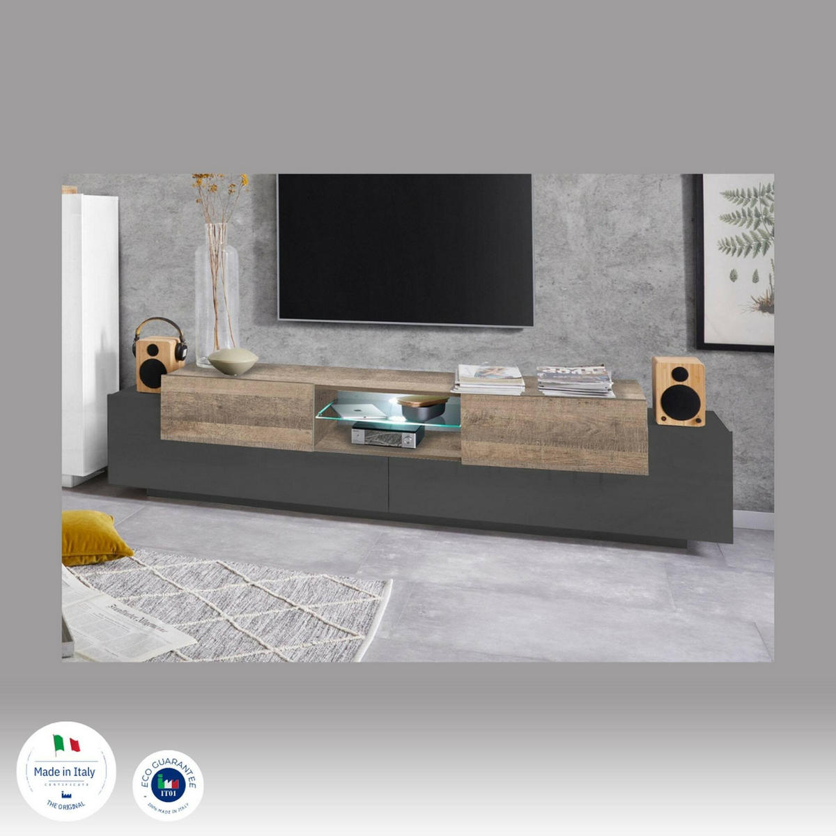 FERNSEHSCHRANK Anthrazit, Ahorn 40/220/51 cm - Schwarz, Holzwerkstoff (220/51/40cm) - DMORA