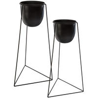 PFLANZENTOPF-SET Schwarz auf Metallständer - Schwarz, Metall (15/60cm) - Atmosphera Createur d´interieur