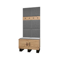 GARDEROBEN-SET 196/84/45,6 - Schwarz/Eiche Artisan, Holz/Kunststoff (84/196/45.6cm) - Abiks Möbel
