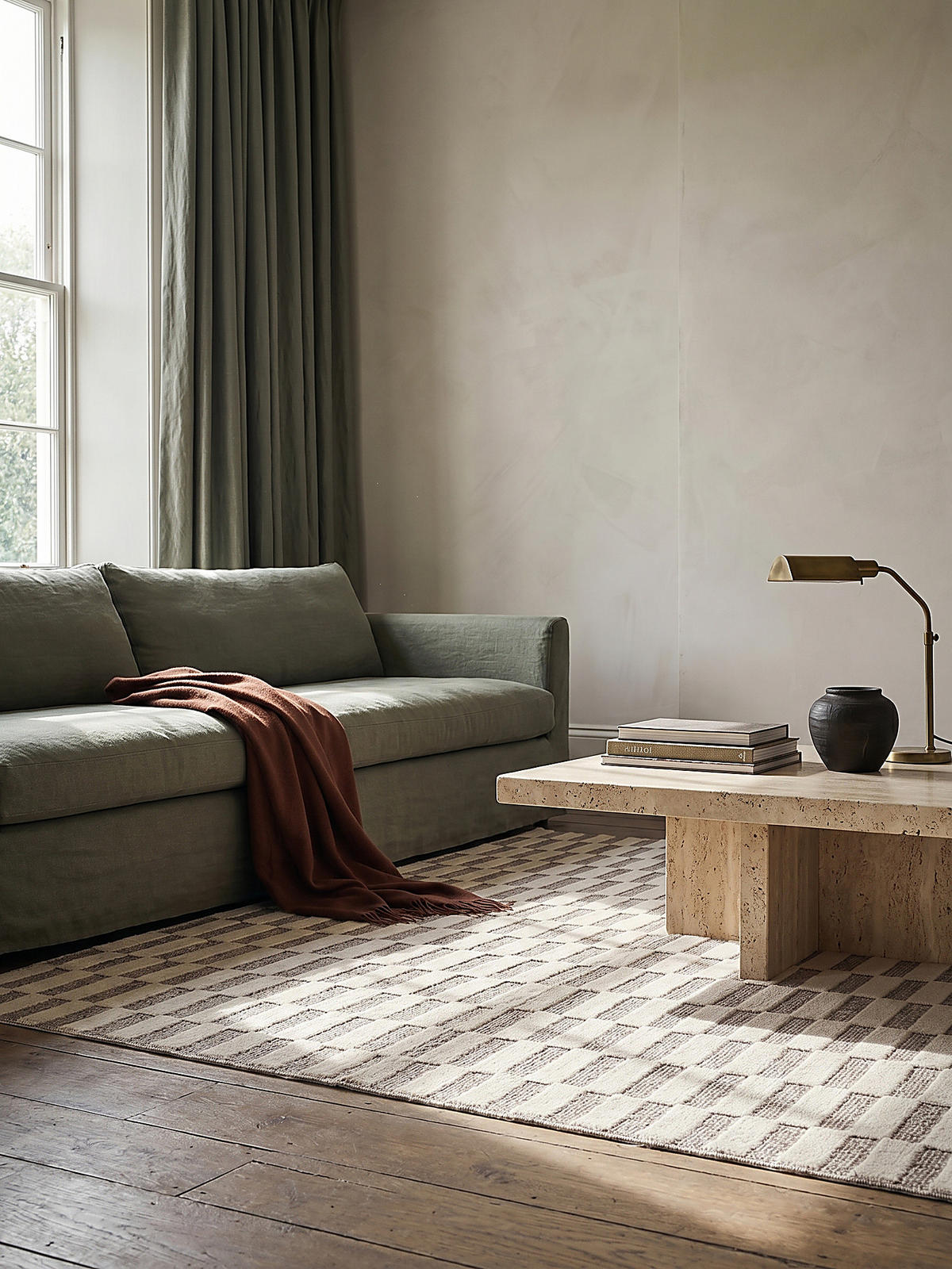 TEPPICH Waschbar RIDGE, mit Schachbrettmuster, Beige, 155 x 230 cm - Beige, Textil (155/230cm) - KADIMA DESIGN