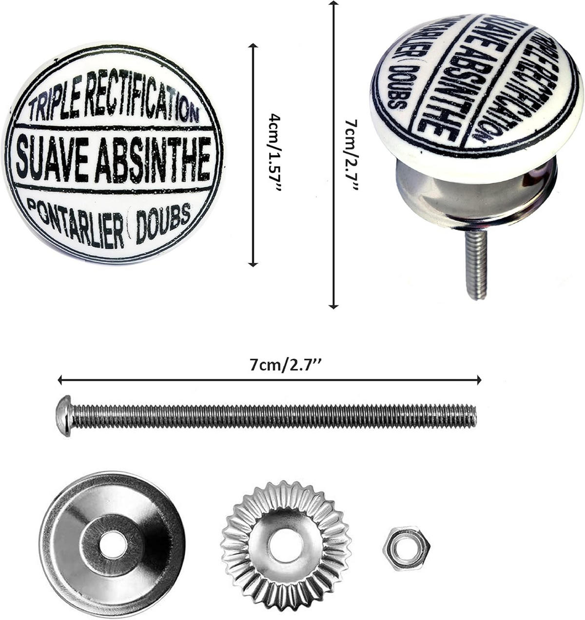 KERAMIKKNÖPFEN Set mit 20 mit verschiedenen Vintage-Uhrenmotiven 40 mm Durchmesser. - Weiß, Keramik (4/4/6.9cm) - Nacnic