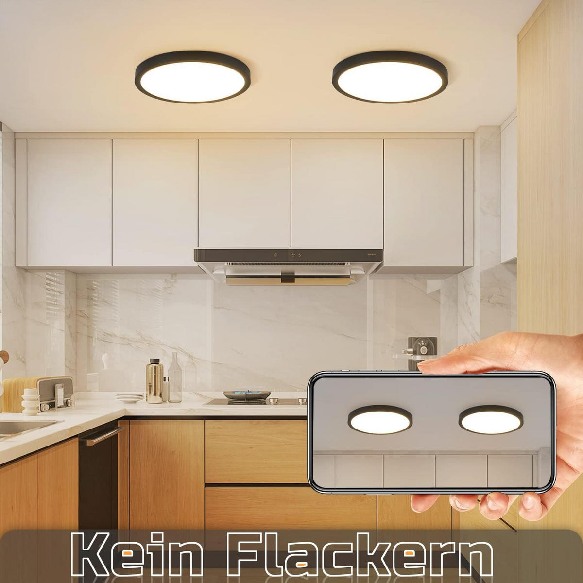 LED DECKENLEUCHTE Juliettara 23/23/2.4 cm - Schwarz, Kunststoff (23/23/2.4cm) - ZMH