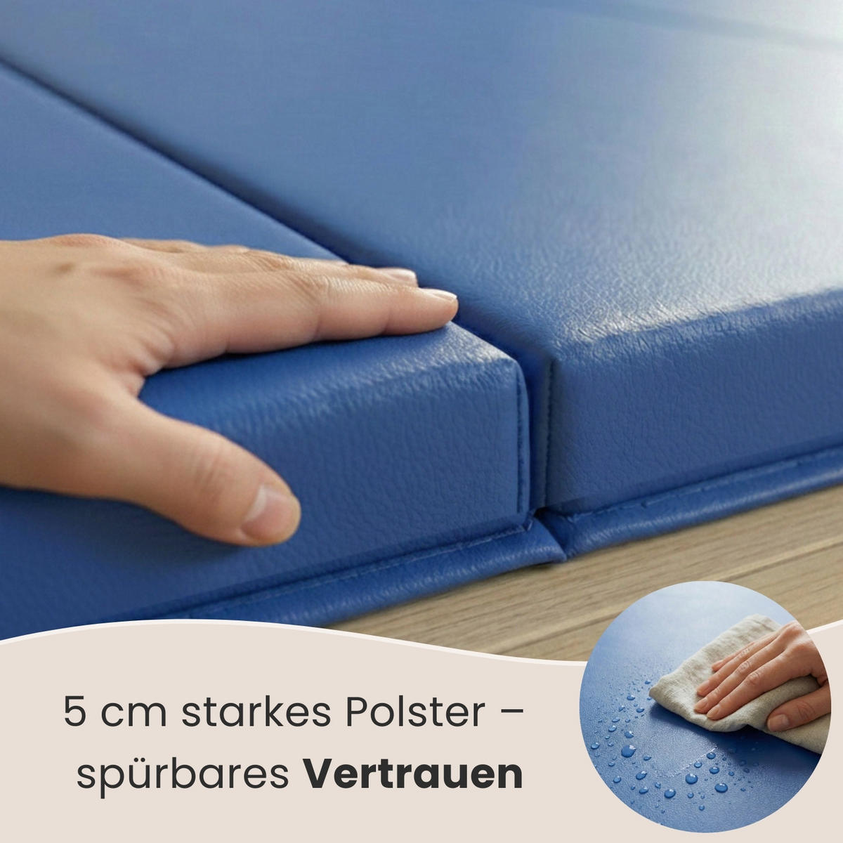 GYMNASTIKMATTE zum Wenden - 180/60/5 cm Faltbare Turnmatte - Blau, Kunststoff (60/180cm) - eyepower