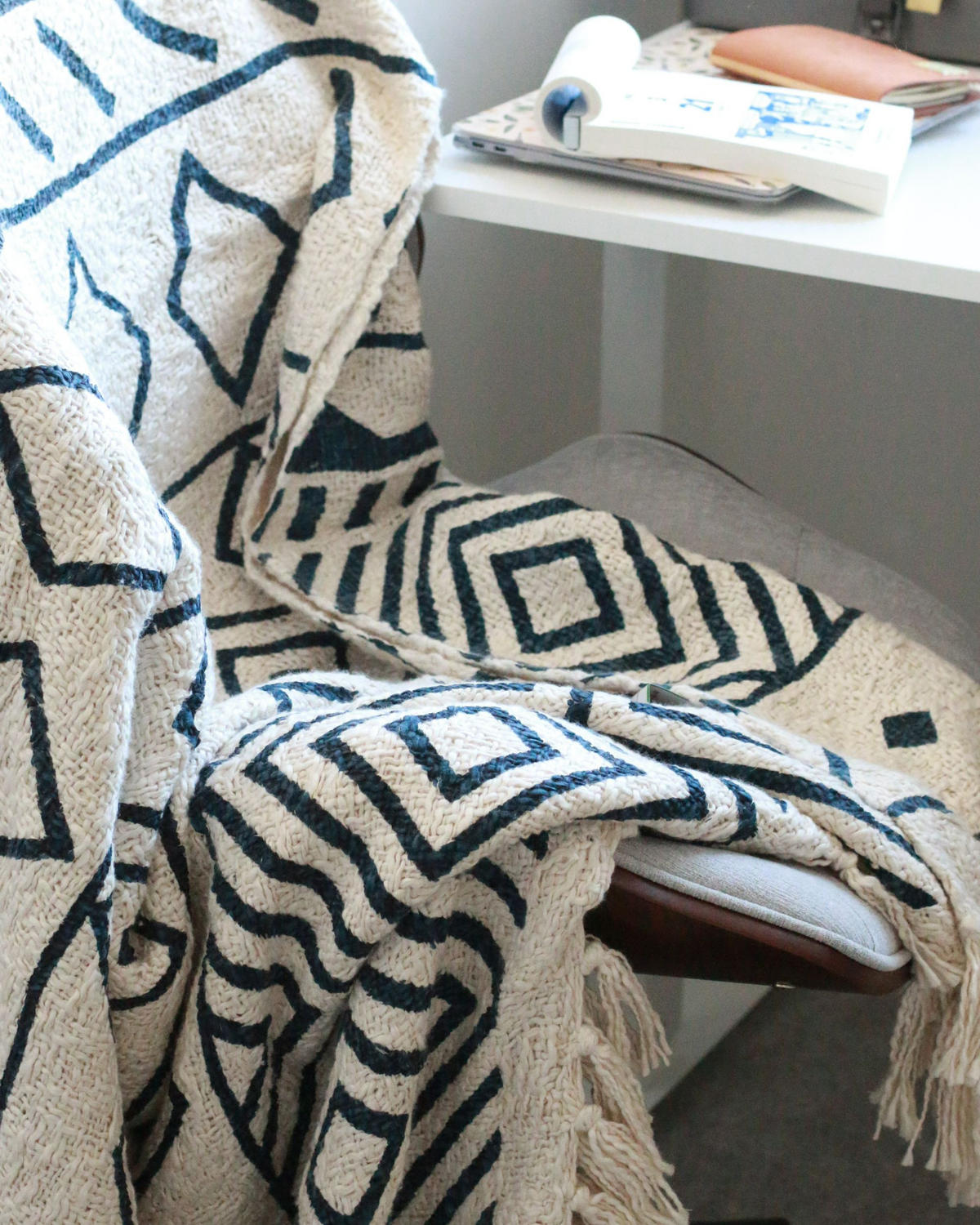 PŘIKRÝVKA Bavlna 200/220 cm Béžová Najuy - modrá/světle modrá, textil (200/220cm) - Beliani