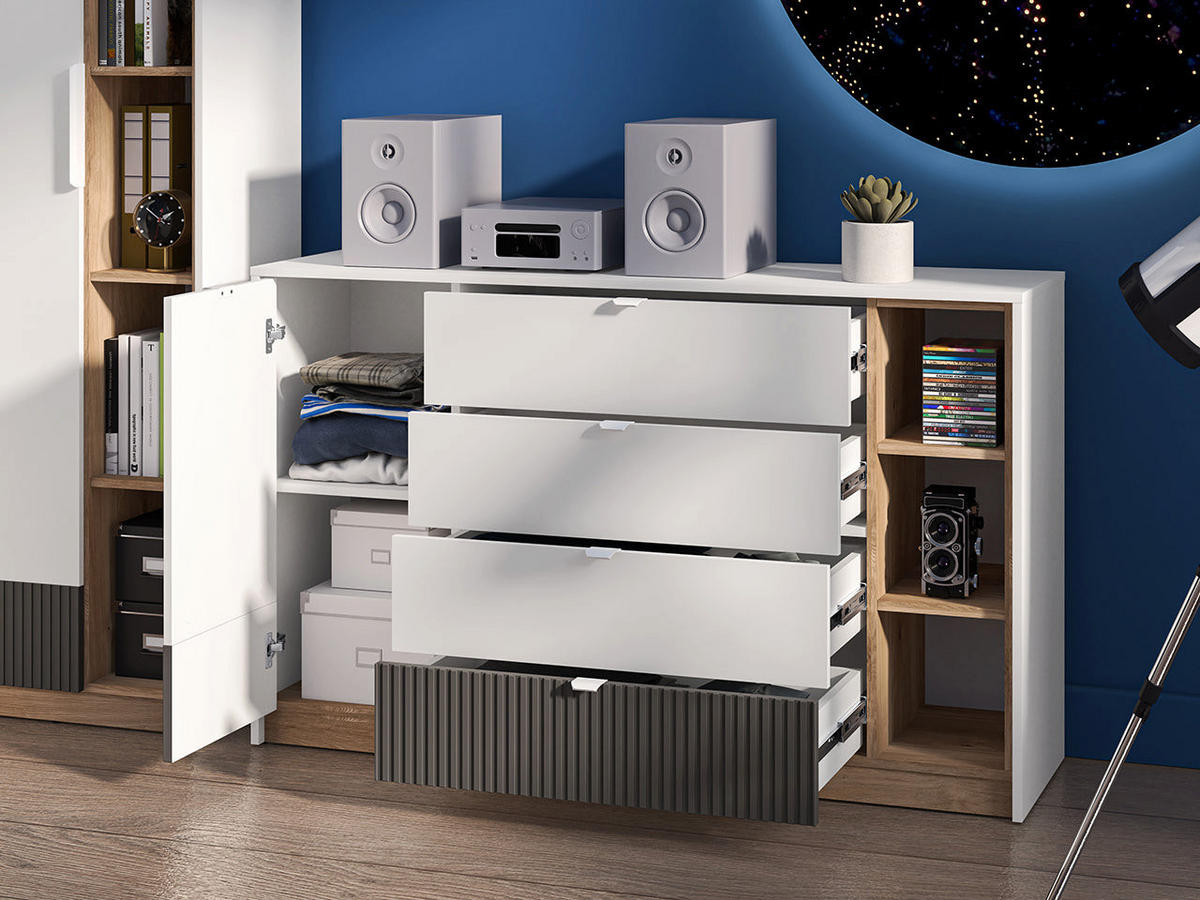 KOMMODE – 138 cm – Torino – Weiß - Weiß, Holzwerkstoff (138/86/40cm) - hi-markt