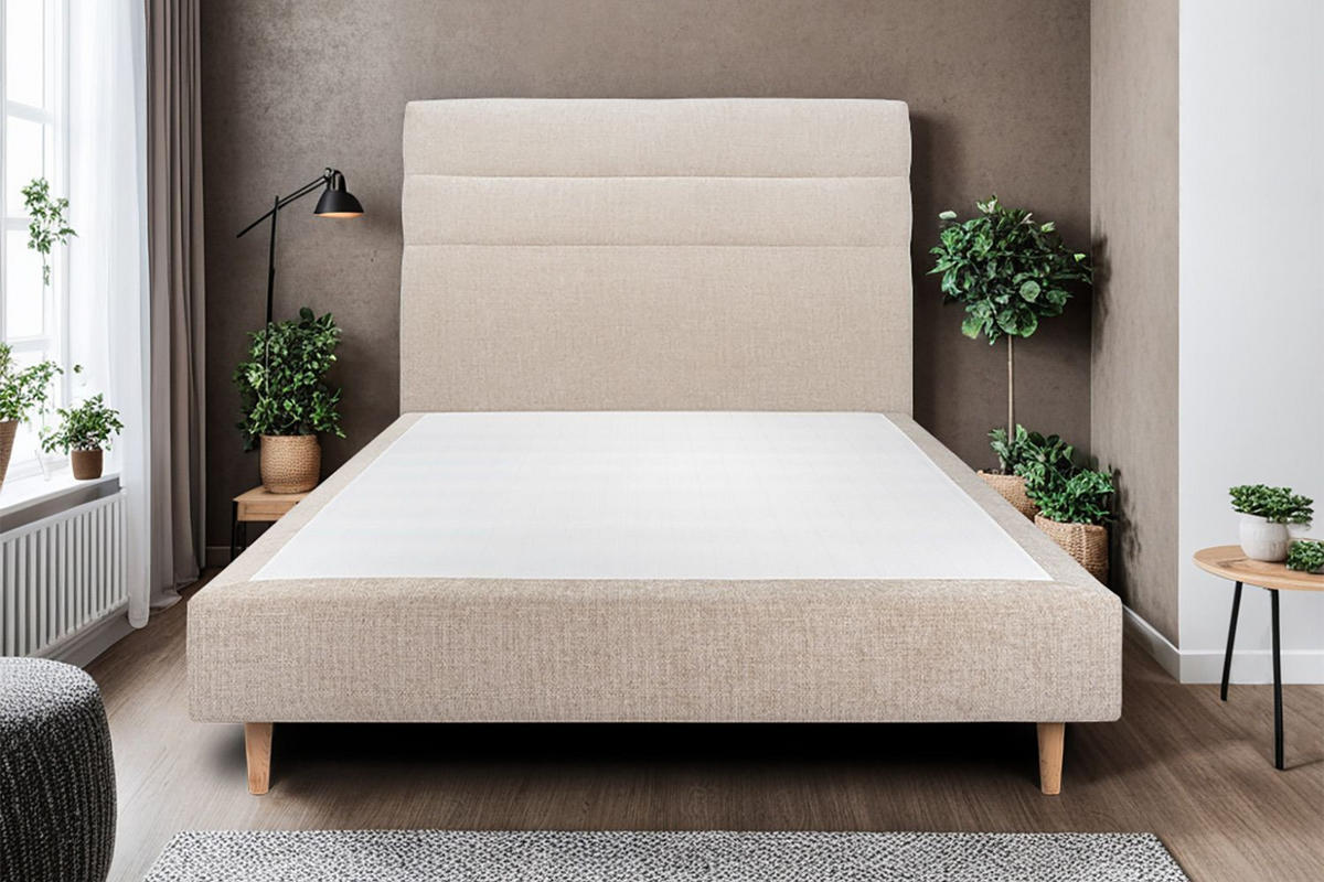 KOPFTEIL Modell Linien – Beigebrauner Stoff 160 cm - Beige/Braun, Holz (160/120/10cm) - Sommeil de Plomb