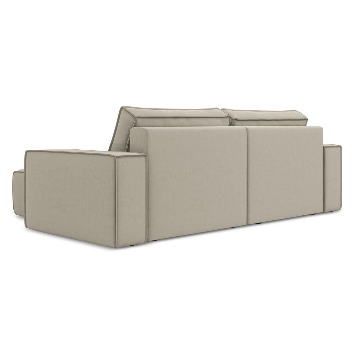 ECKSOFA mit Schlaffunktion Samt Stoff Creme - Perlmutt/Creme, Kunststoff/Textil (257/148cm) - LaMiaSofa