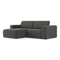 ECKSOFA Links Samt Stoff Grau - Dunkelgrau/Schwarz, Kunststoff/Textil (167/224cm) - Makamii