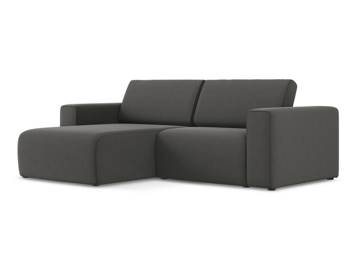 ECKSOFA Links Samt Stoff Grau - Dunkelgrau/Schwarz, Kunststoff/Textil (167/224cm) - Makamii