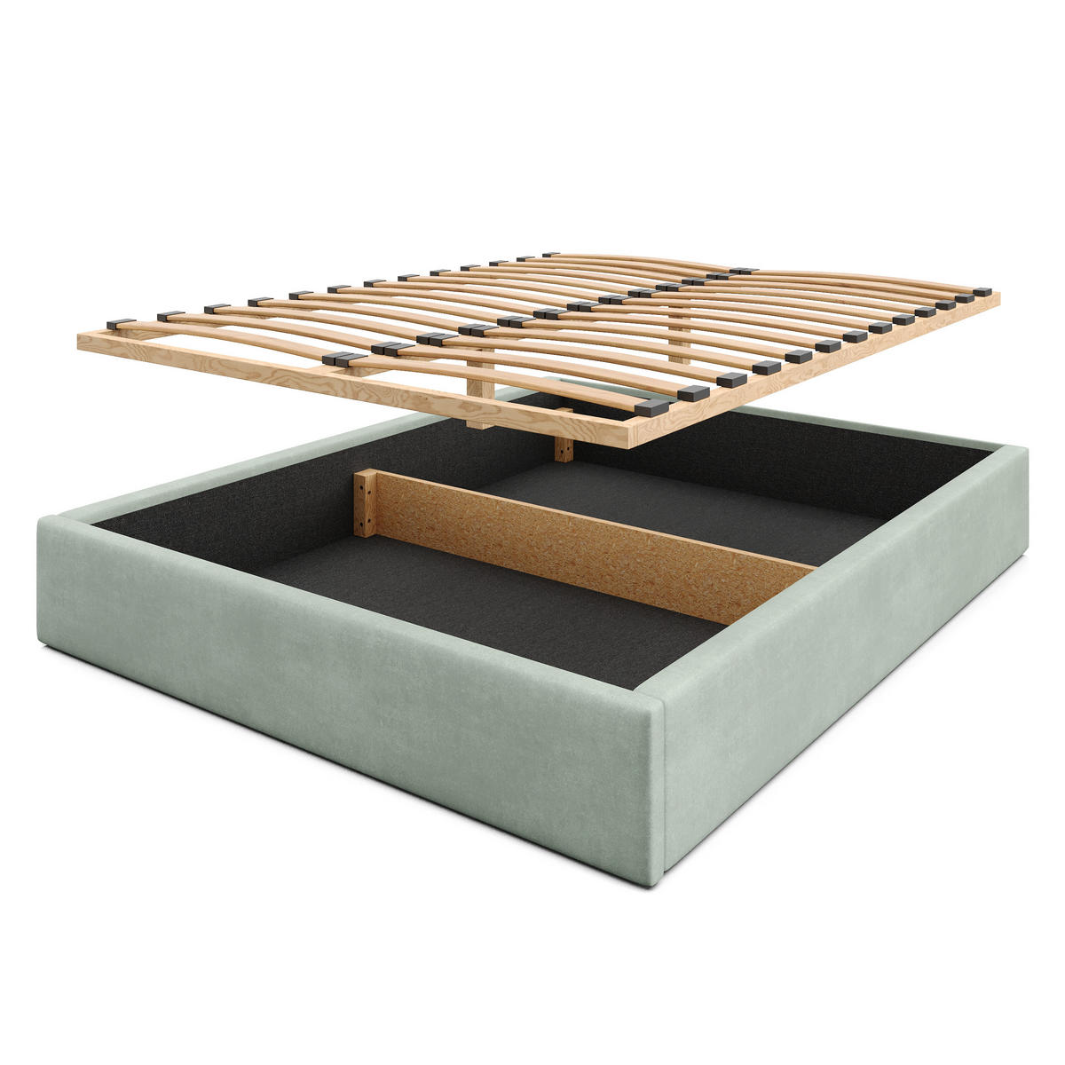 POLSTERBETT 160x200cm Bett mit Stauraum Lattenrost Mint - Mintgrün, Holz/Holzwerkstoff (160/200cm) - Muralo