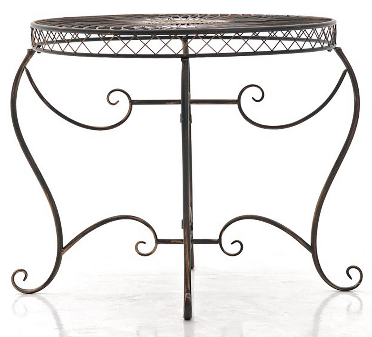 GARTENTISCH rund Ø90 cm Metall bronze - Bronzefarben, Metall (90/90/69cm) - CLP