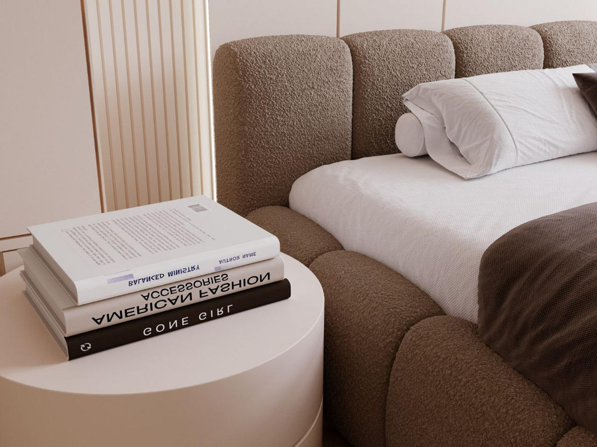 POLSTERBETT Cloud Low 200x200 Bouclé-Stoff Braun - Braun, Textil (200/200cm) - Graingold