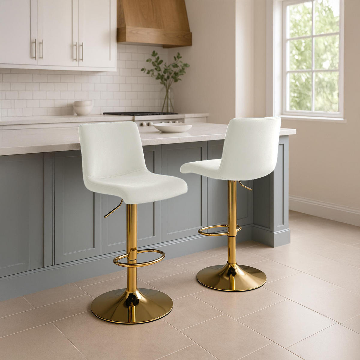 BARHOCKER Samt Creme - Creme, Textil (39/83/36cm) - CLP