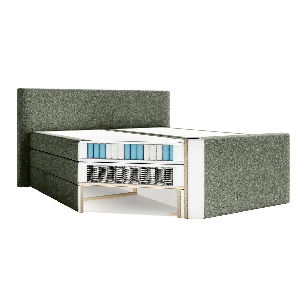 BOXSPRINGBETT VELIPOJA EASY CLEAN 140x200 cm, Olive - Olivgrün, Textil (140/200cm) - Fedve