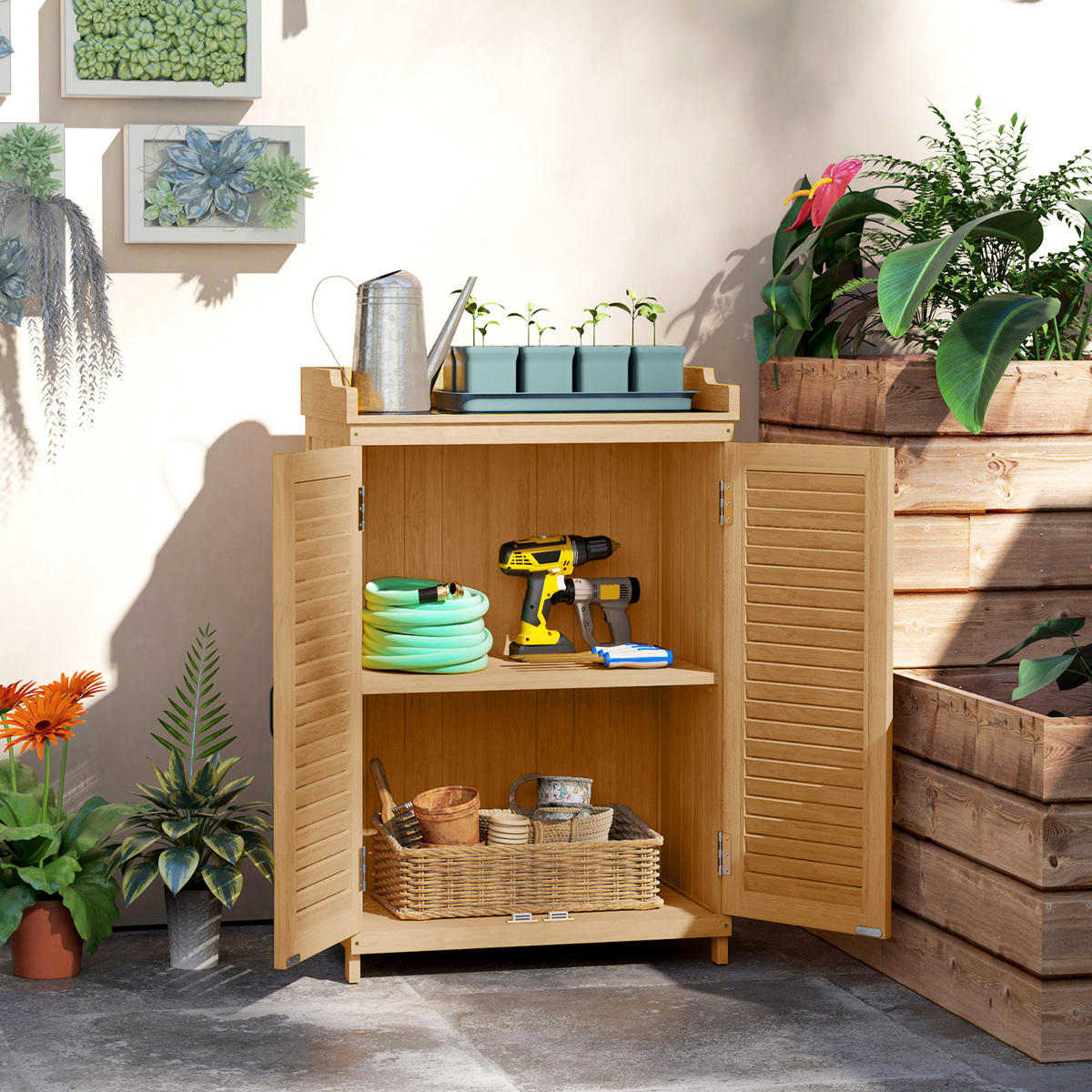 GARTENSCHRANK DE-09240 Gelb - Gelb, Holz (40/98.5/65.5cm) - ComfortXL