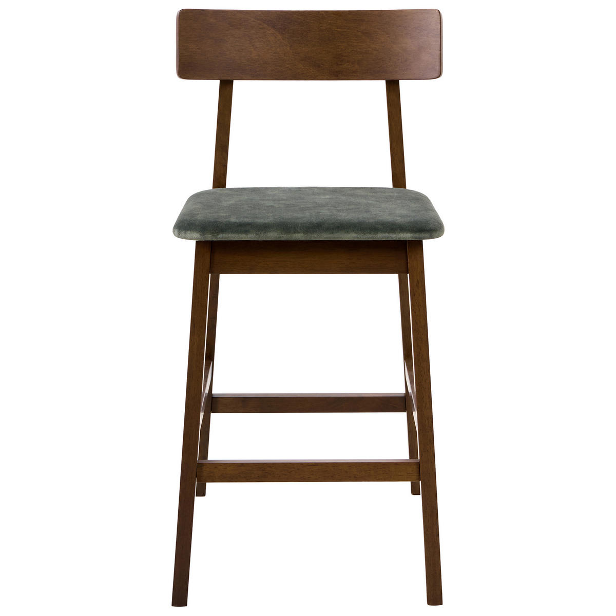 BARSTUHL 2er-Set Holz Dunkelbraun/GrünIsanti - Dunkelbraun, Holz (44/92/54cm) - Beliani