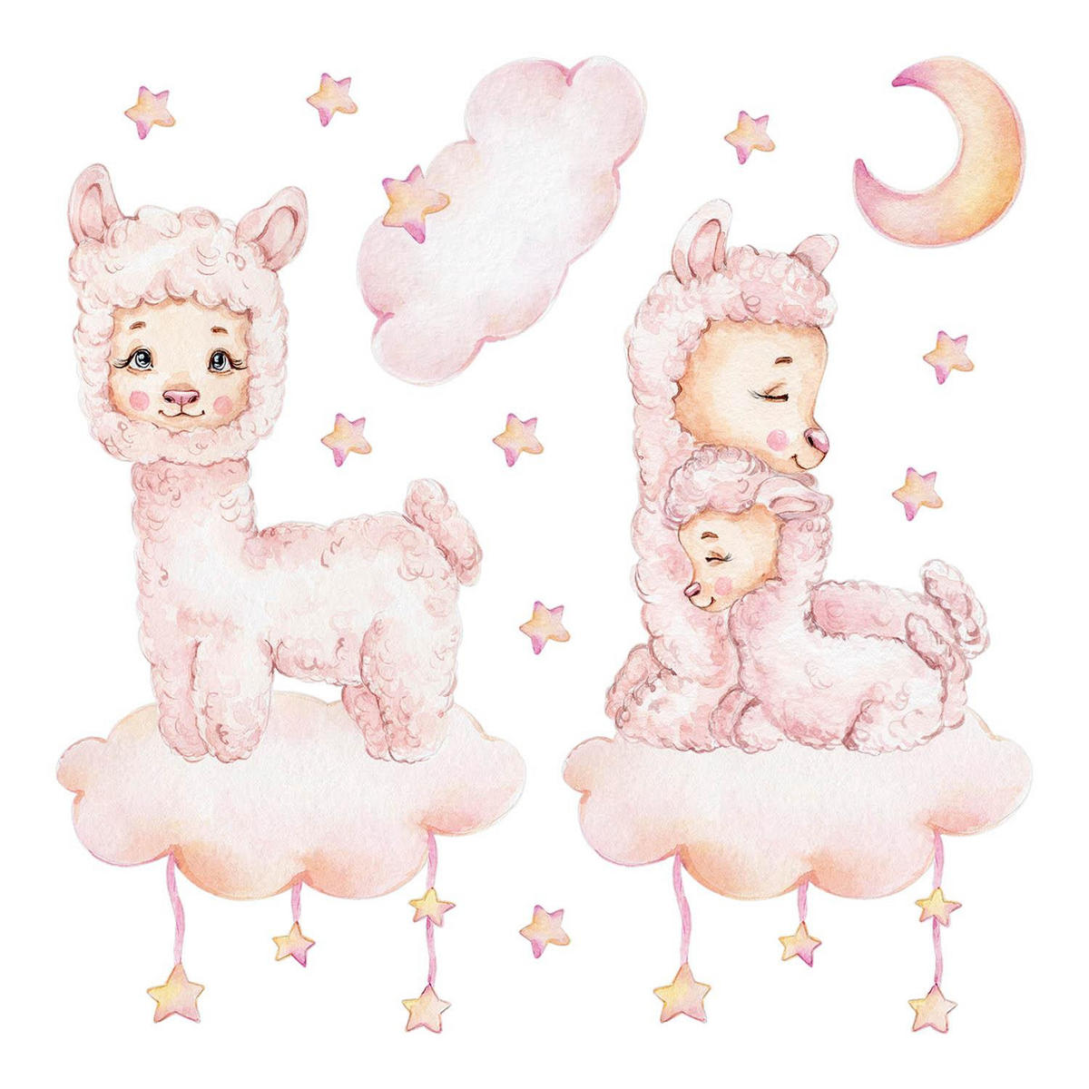 WANDAUFKLEBER 60x108cm - Pastellfarbene Schafe - Multicolor, Kunststoff (60/108/0.1cm) - Wallfluent