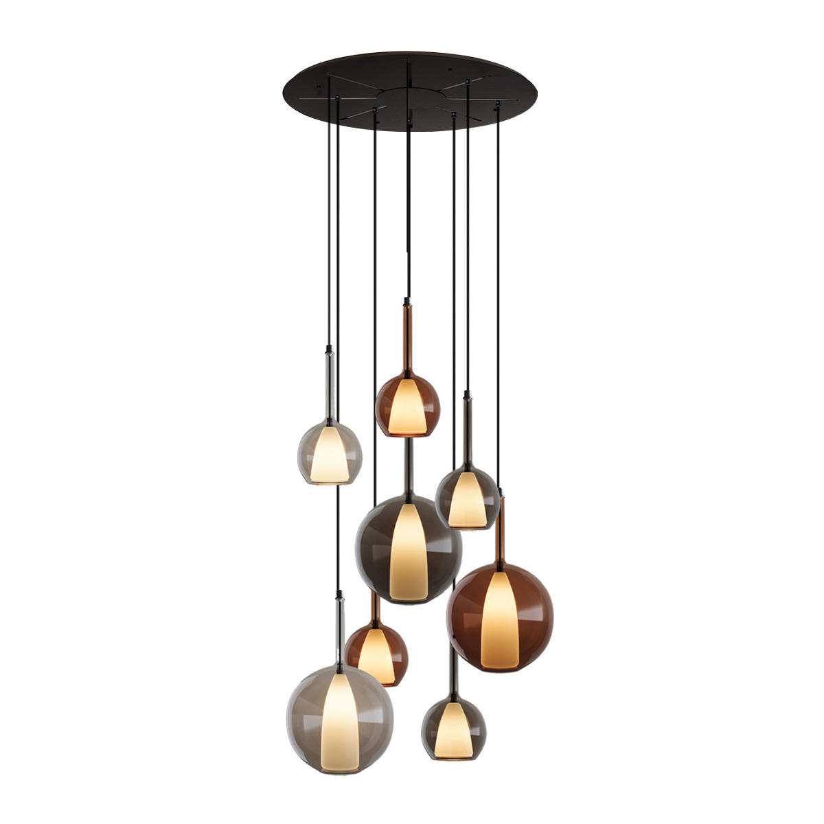 GALERIELEUCHTE Belluna 8-flammig Mehrfarbig Ø 14/24cm - Multicolor, Glas (24/24/45cm) - s.luce