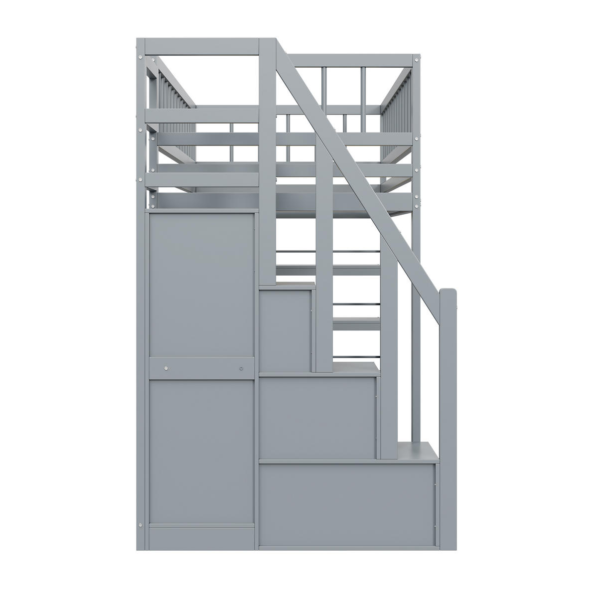 HOCHBETT 90/200 cm grau mit Stauraum und Sicherheitsleiter - Grau, Holz (90/200cm) - OKWISH