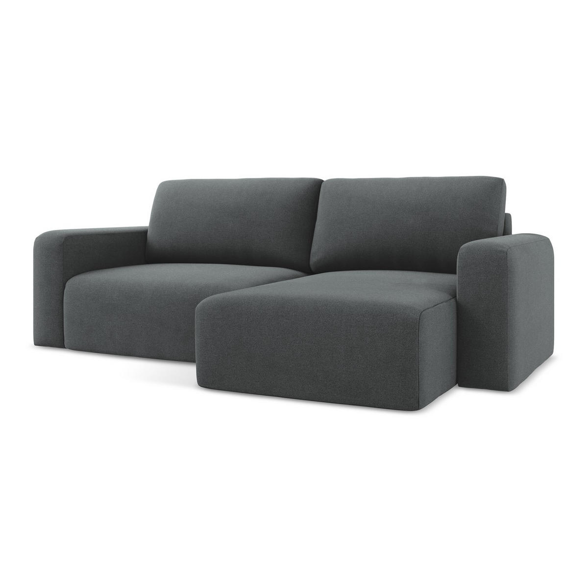 ECKSOFA mit Schlaffunktion rechts Strukturstoff Stoff Grau - Schwarz/Grau, Kunststoff/Textil (244/149cm) - LaMiaSofa