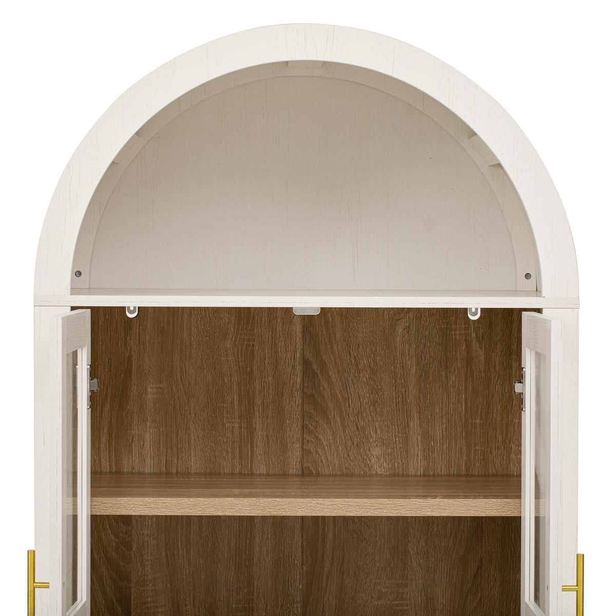 HIGHBOARD Weiß 76,2×40×180 cm mit Glastüren, Schubladen und verstellbaren Einlegeböden aus Holzwerkstoff und Glas - Weiß, Holzwerkstoff (76.2/180/40cm)