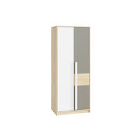 KLEIDERSCHRANK Drop Fjord Buche / weiß / grau 80 / 55 / 199cm - Multicolor/Braun, Holz/Holzwerkstoff (80/199/55cm) - Feldmann-Wohnen