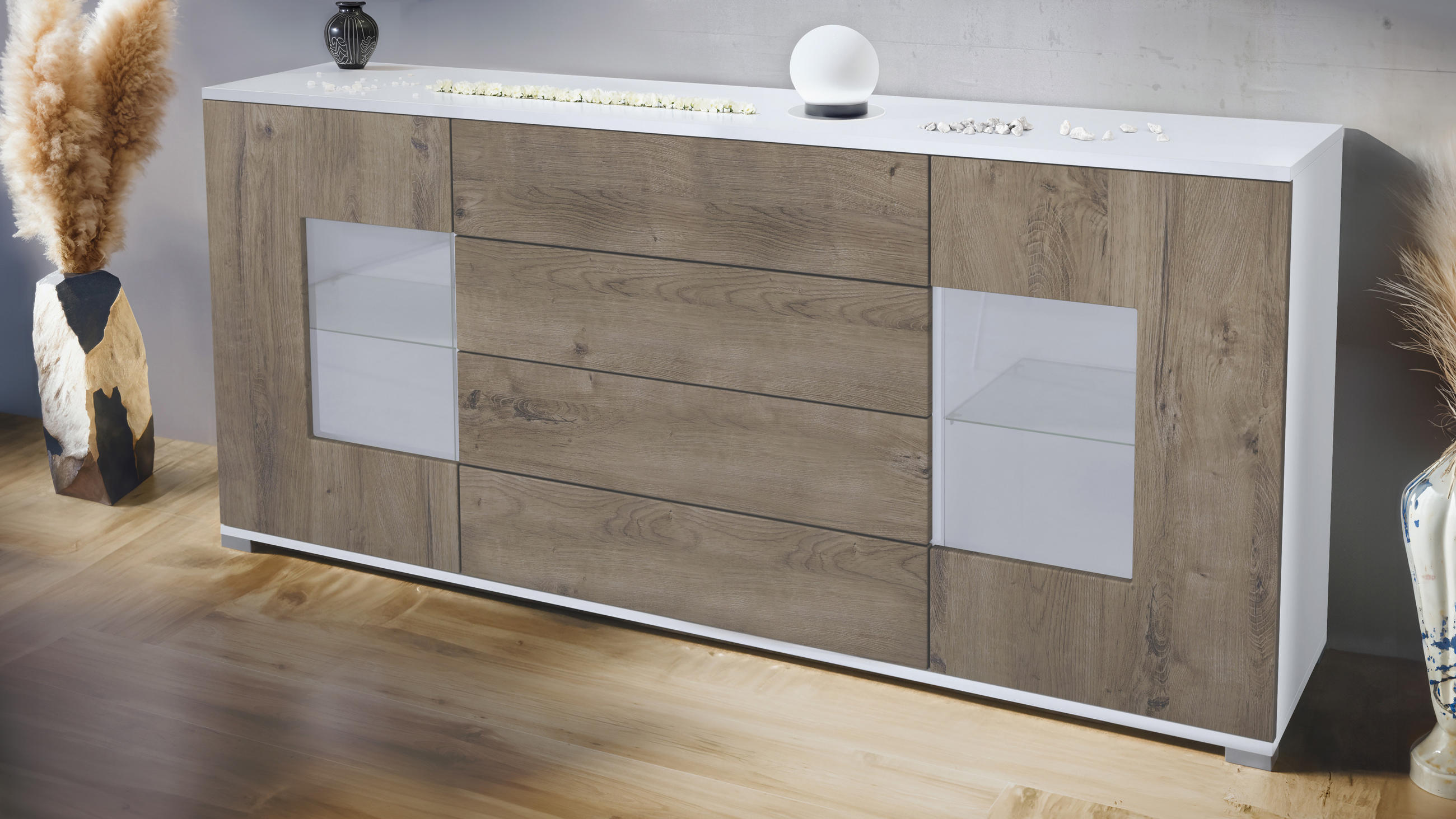 SIDEBOARD Grömitz Eiche Ribbeck - Alteiche, Holzwerkstoff (166.5/75.5/35cm) - Vladon