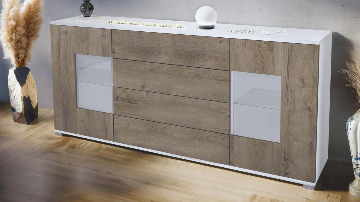 SIDEBOARD Grömitz Eiche Ribbeck - Alteiche, Holzwerkstoff (166.5/75.5/35cm) - Vladon
