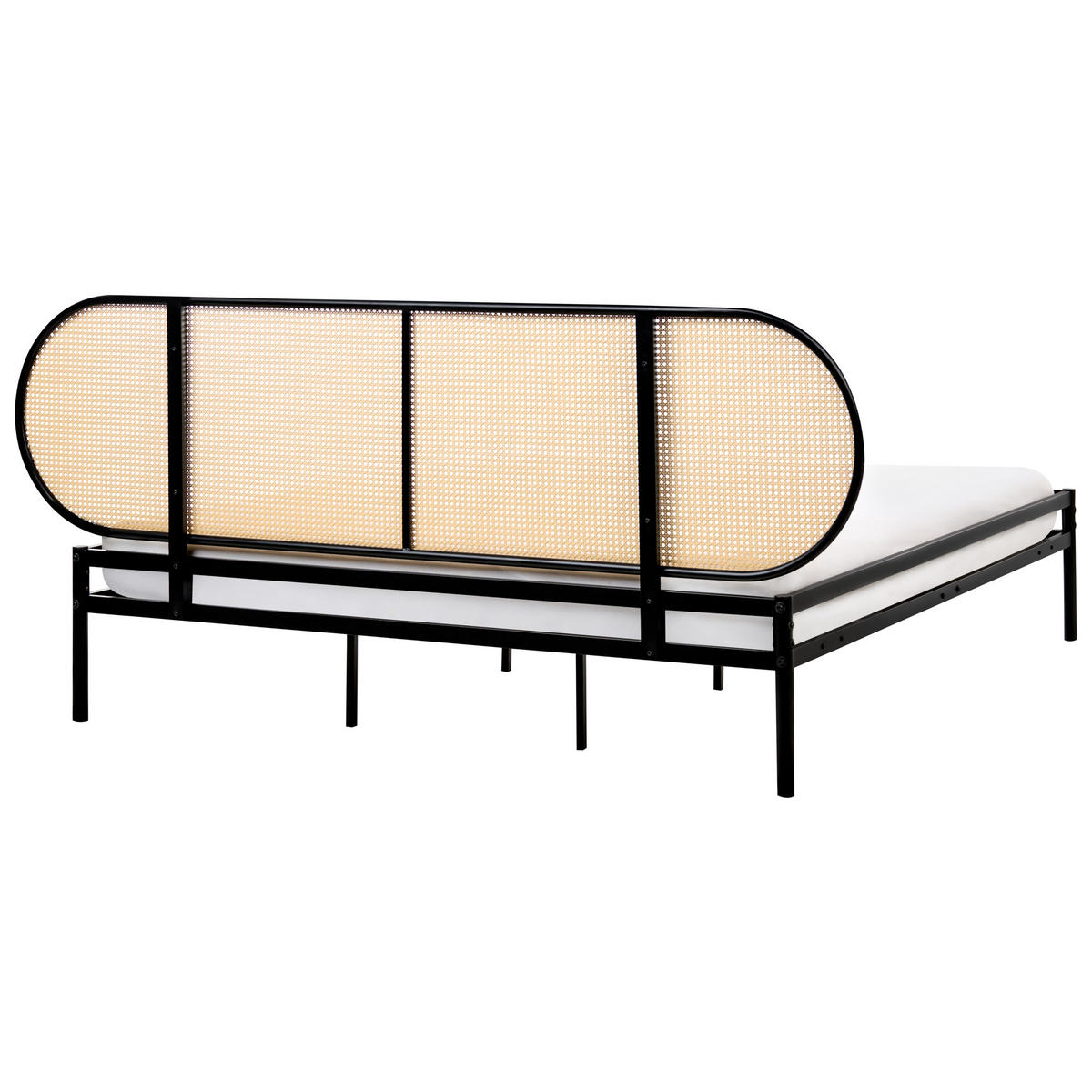 BETT mit Lattenrost 180/200 cm Hellbraun Boulin - Hellbraun/Schwarz, Metall (180/200cm) - Beliani