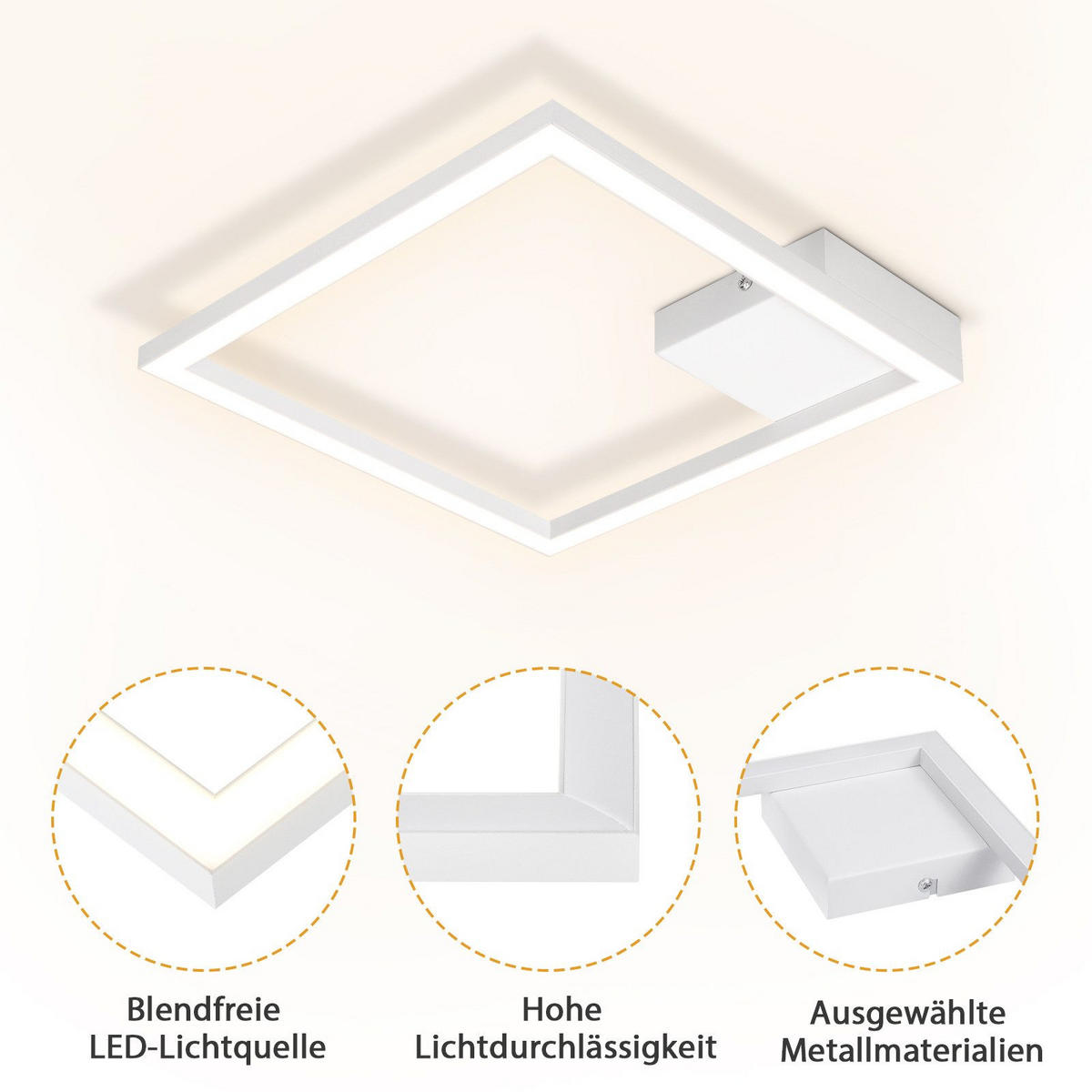LED-DECKENLEUCHTE Eisenach 29.4/29.4/3.8 cm - Weiß, Metall (29.4/29.4/3.8cm) - Nettlife