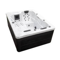 OUTDOOR Whirlpool mit Treppe und Thermoabdeckung WHITE MARBLE Anthrazit - 210 x 160 cm für 3 Personen - Anthrazit, Kunststoff (160/80/210cm) - Home Deluxe