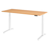SCHREIBTISCH elektrisch XBHM 80/180/74 cm in Buchefarben/Weiß/Alu poliert - Buchefarben/Weiß, Holzwerkstoff (80/180/74cm) - bümö