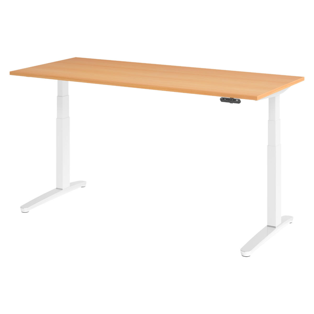 SCHREIBTISCH elektrisch XBHM 80/180/74 cm in Buchefarben/Weiß/Alu poliert - Buchefarben/Weiß, Holzwerkstoff (80/180/74cm) - bümö