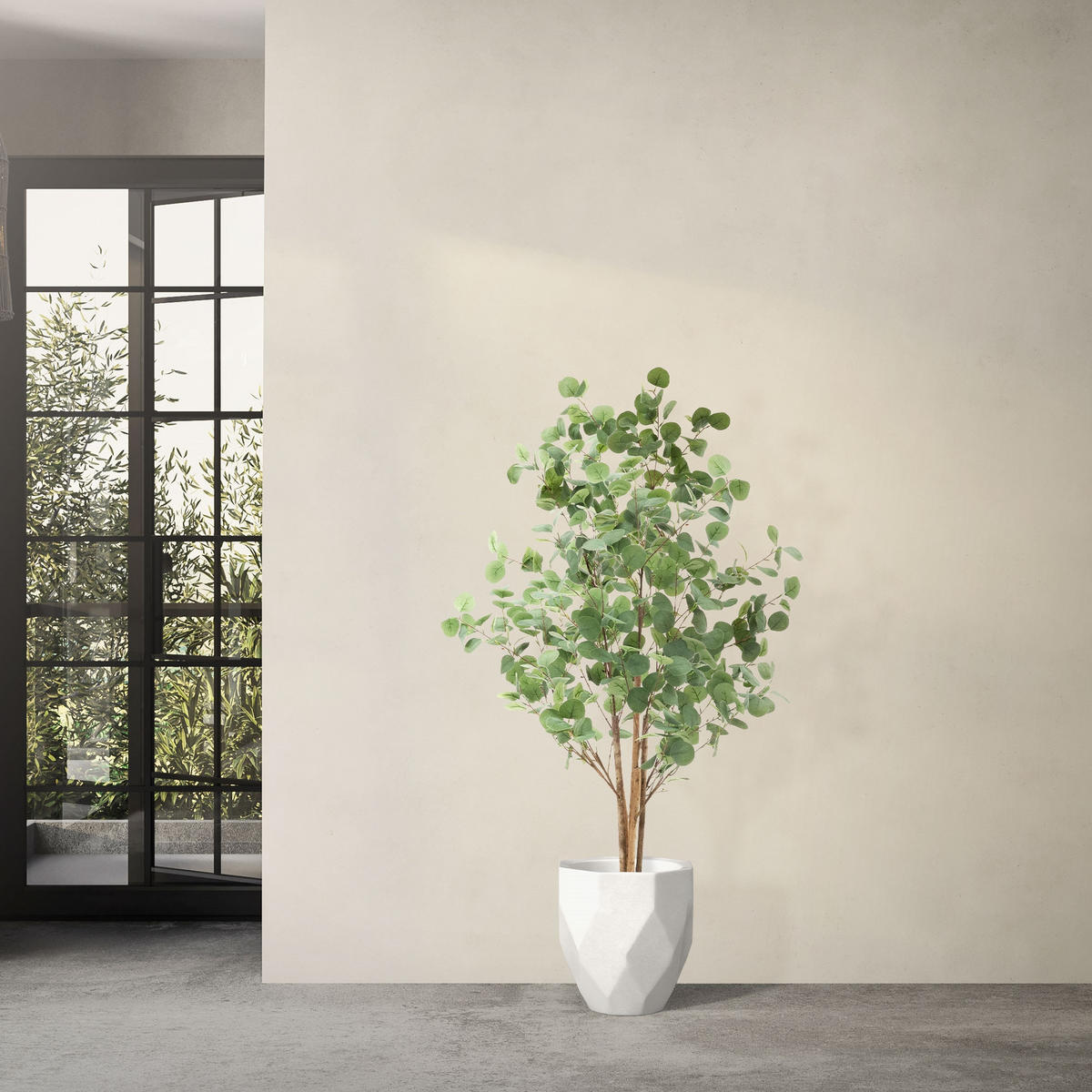 KUNSTPFLANZE Eukalyptus - Anthrazit/Grün, Holz/Kunststoff (150cm) - ML-DESIGN
