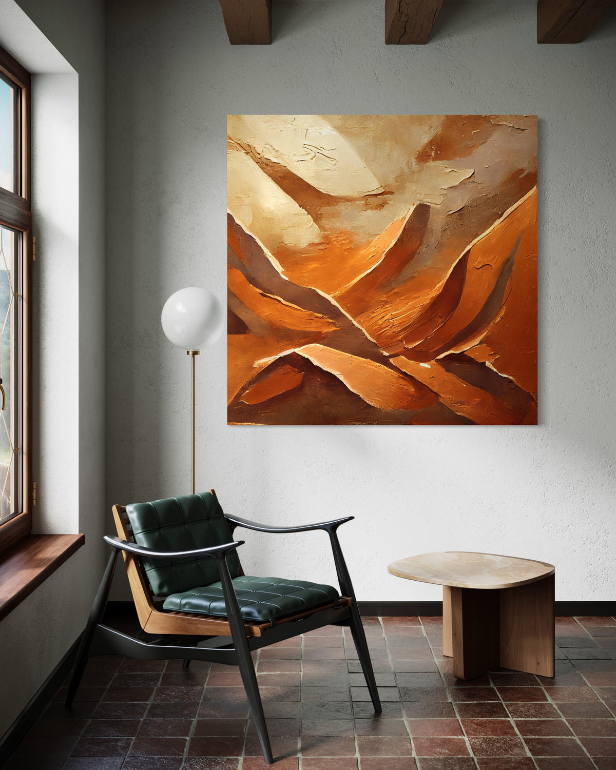 WANDBILD orange abstraktion retro - Orange, Textil (50/50cm) - Feeby