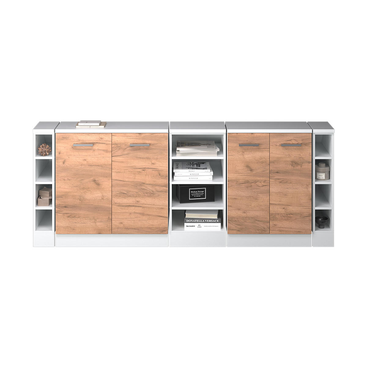 ŠATNÍKOVÁ ZOSTAVA PRE ŠIKMÉ STRECHY Rion Dub Goldkraft 210 cm Súprava 5 korpusov skrine hĺbka 60 cm - biela/dub medový, kompozitné drevo (210/83.8/60cm) - Vicco