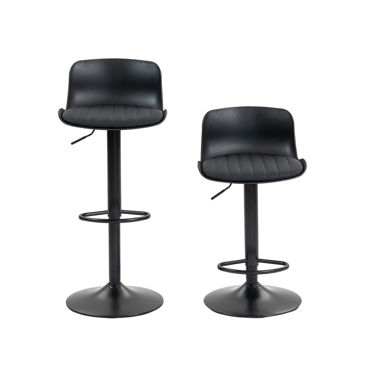 BARHOCKER Schwarz höhenverstellbar mit 360°-Drehfunktion - Schwarz, Metall (44/80/43cm) - MIVRAY