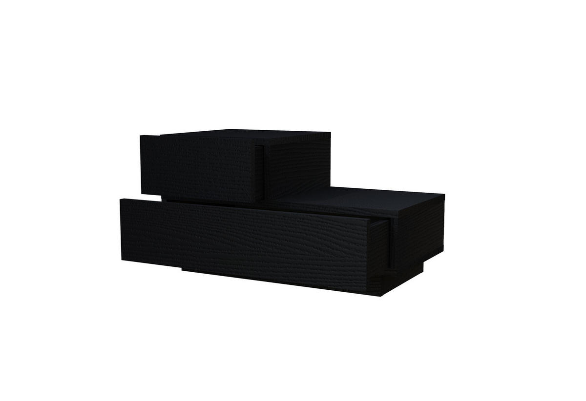NACHTTISCH Chester Holzoptik Schwarz LED mit 2 Schubladen 9727 - Schwarz, Holzwerkstoff (70/38.3/22.3cm) - moebel17